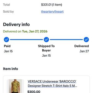 Versace Yellow and Black Barocco Stretch T-Shirt